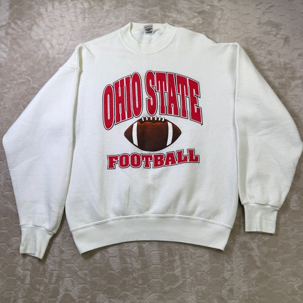VTG Ohio‎ State Football Crewneck Sweatshirt Sz Lg USA Made Worn Stained